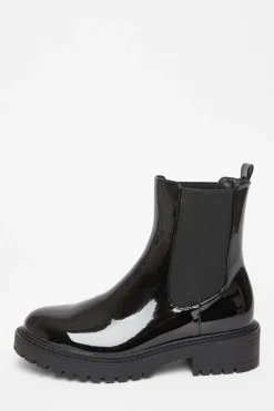 Quiz Black Faux Leather Chelsea Boots Clearance