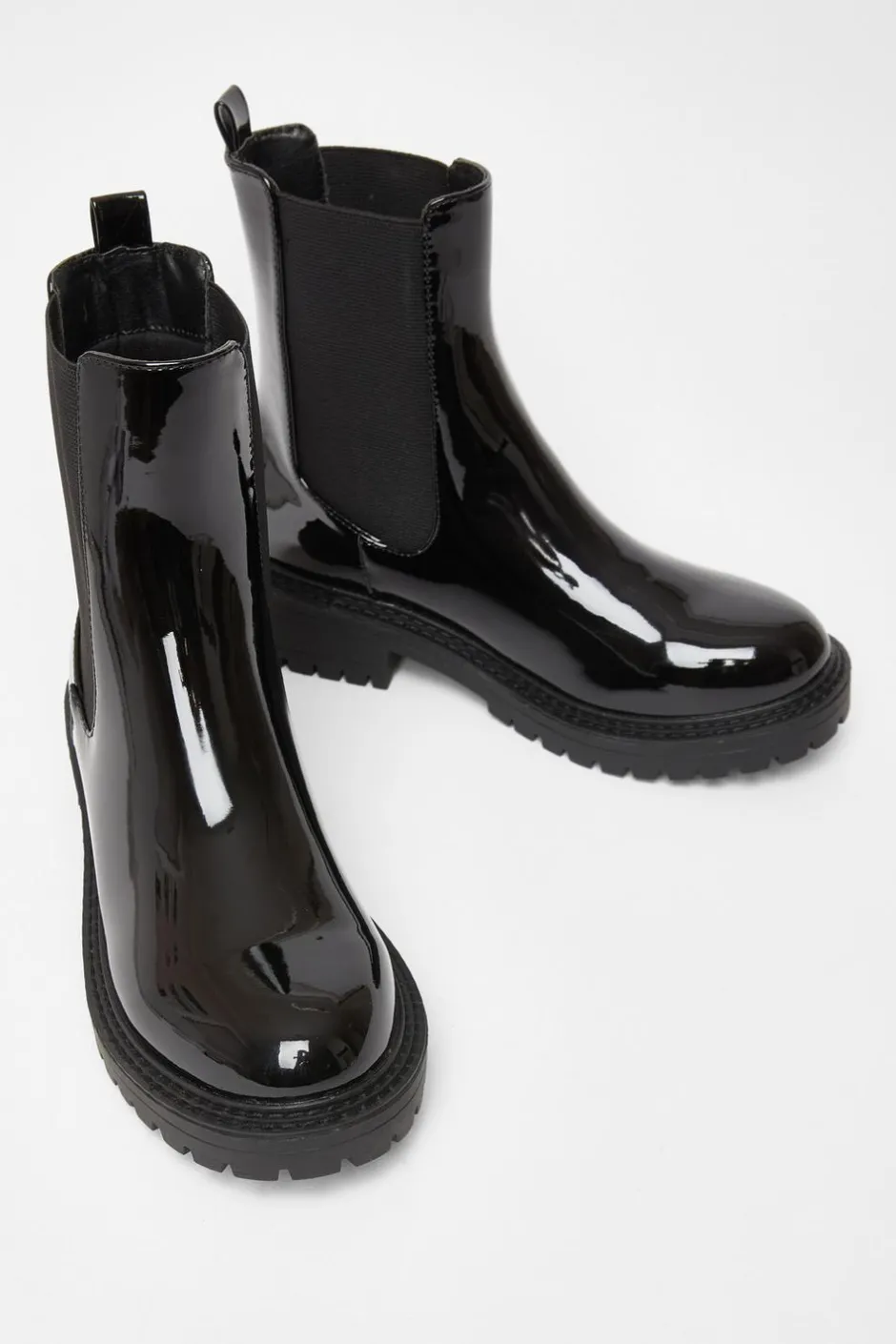 Quiz Black Faux Leather Chelsea Boots Clearance
