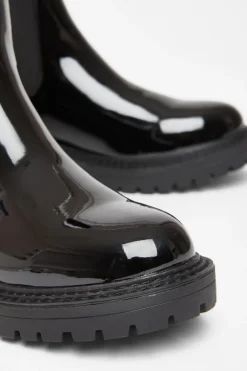 Quiz Black Faux Leather Chelsea Boots Clearance