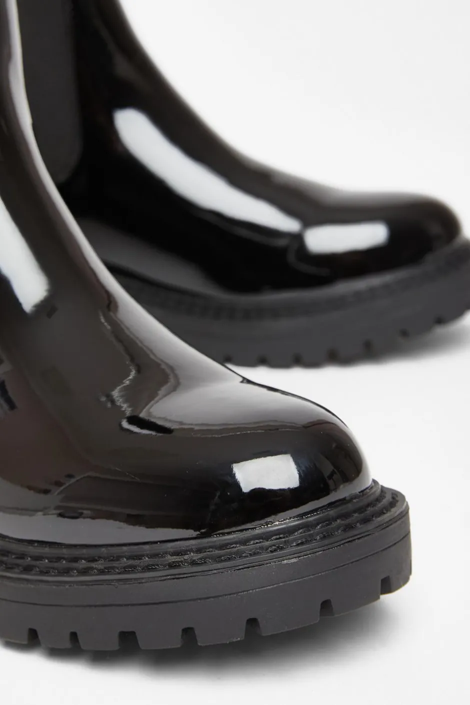 Quiz Black Faux Leather Chelsea Boots Clearance