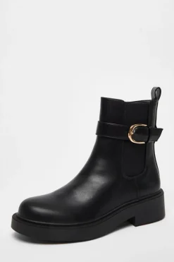 Quiz Black Faux Leather Chunky Buckle Boots Sale