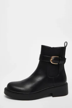 Quiz Black Faux Leather Chunky Buckle Boots Sale