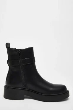 Quiz Black Faux Leather Chunky Buckle Boots Sale
