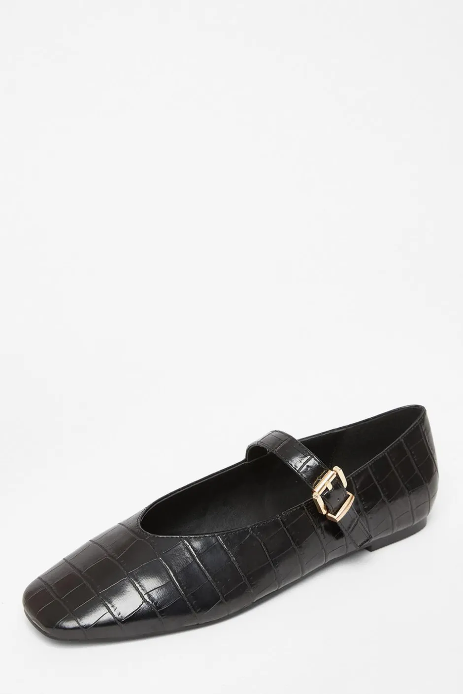 Quiz Black Faux Leather Croc Print Pumps Online