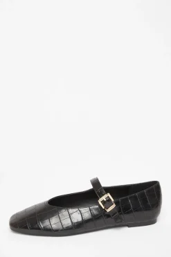 Quiz Black Faux Leather Croc Print Pumps Online