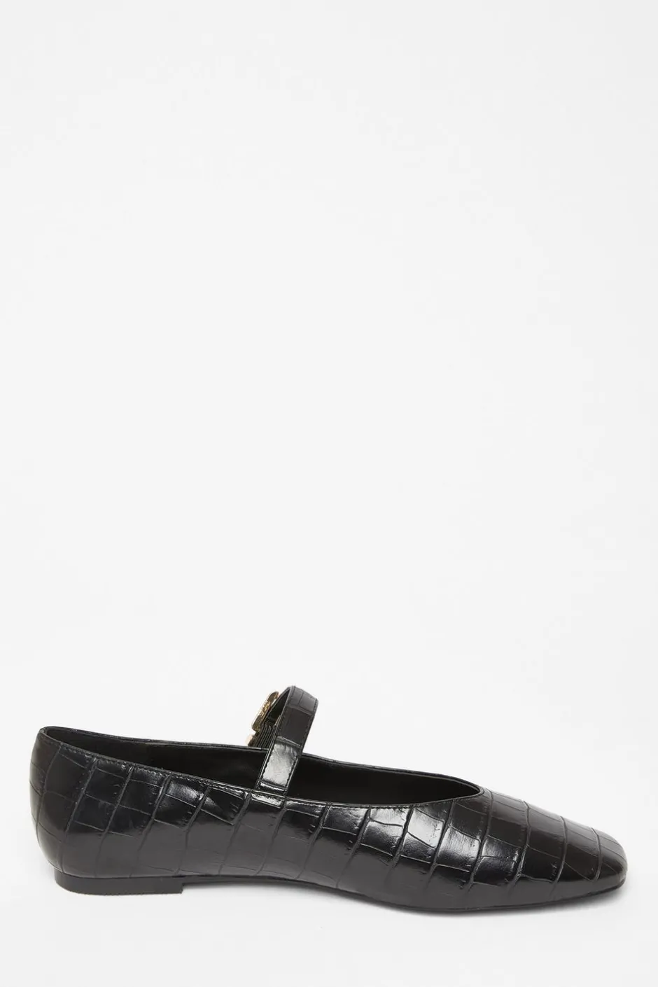 Quiz Black Faux Leather Croc Print Pumps Online