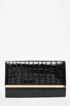 Quiz Black Faux Leather Croc Print Bag Discount