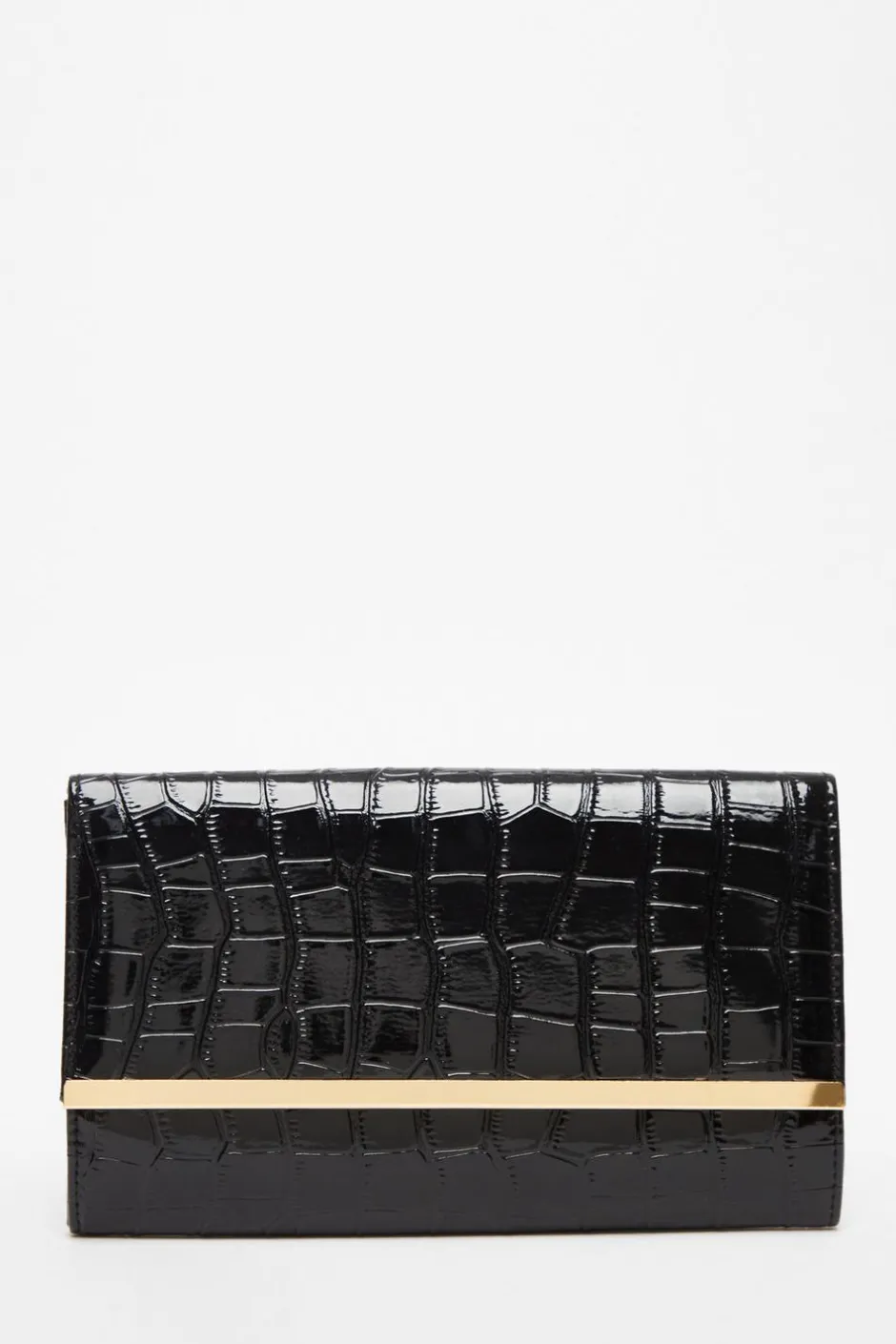 Quiz Black Faux Leather Croc Print Bag Discount