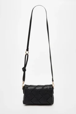 Quiz Black Faux Leather Cross Body Bag New