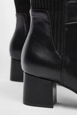 Quiz Black Faux Leather Elasticated Boots New