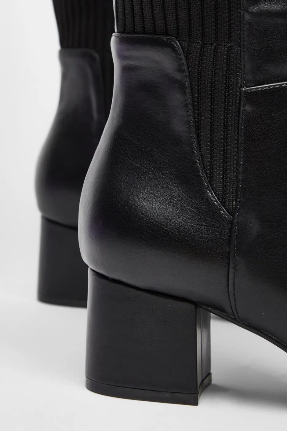 Quiz Black Faux Leather Elasticated Boots New