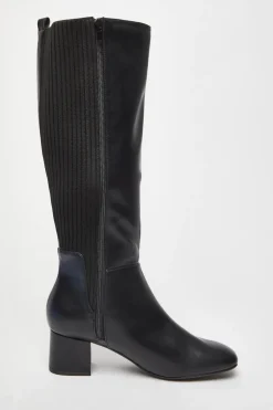 Quiz Black Faux Leather Elasticated Boots New