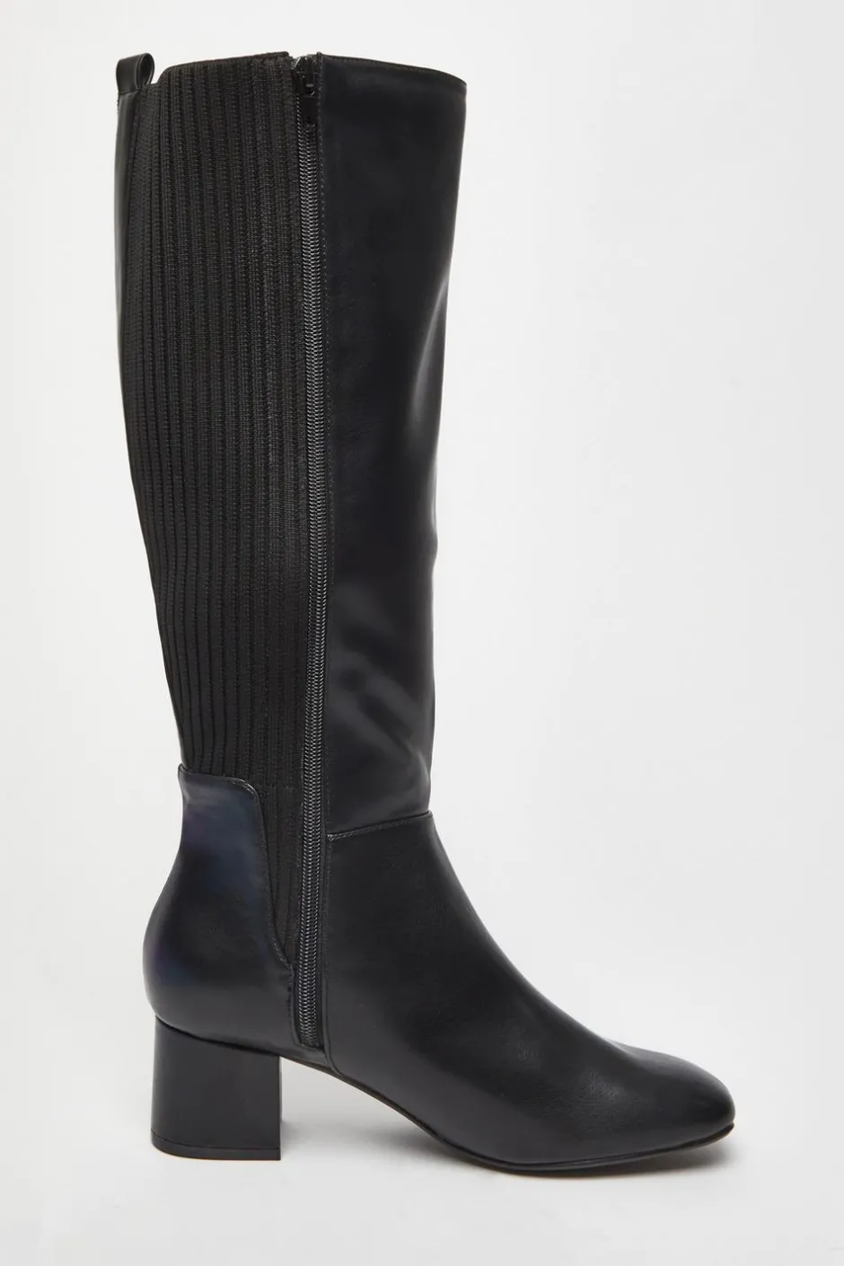 Quiz Black Faux Leather Elasticated Boots New