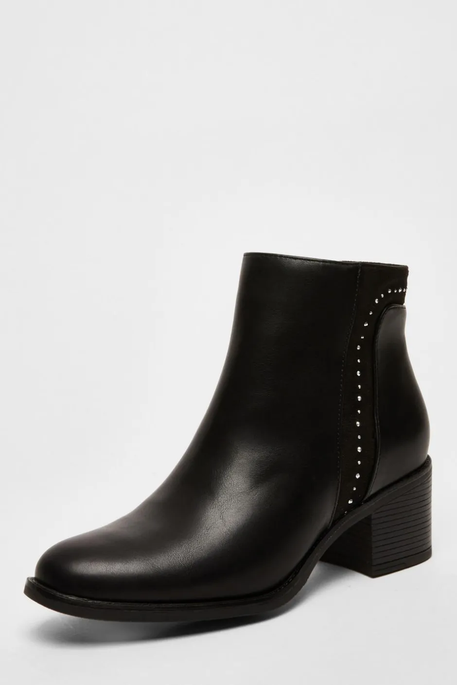 Quiz Black Faux Leather Embellished Ankle Boot Discount