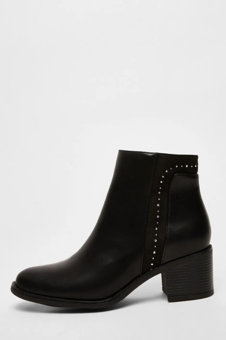 Quiz Black Faux Leather Embellished Ankle Boot Discount