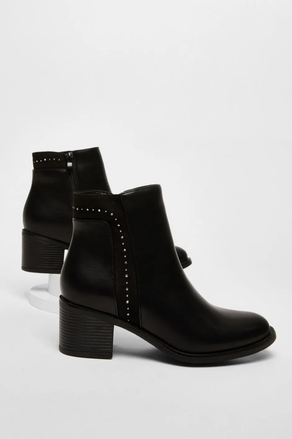 Quiz Black Faux Leather Embellished Ankle Boot Discount