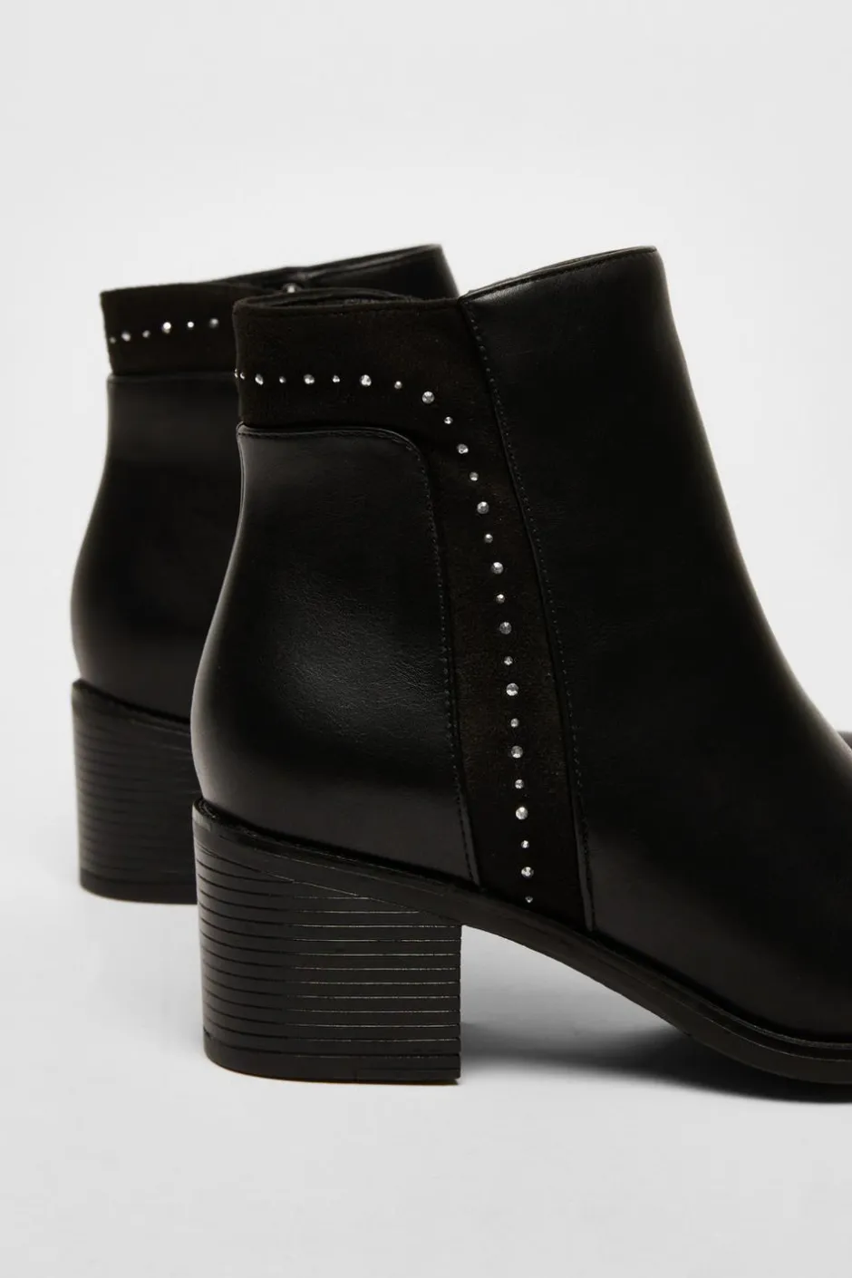 Quiz Black Faux Leather Embellished Ankle Boot Discount