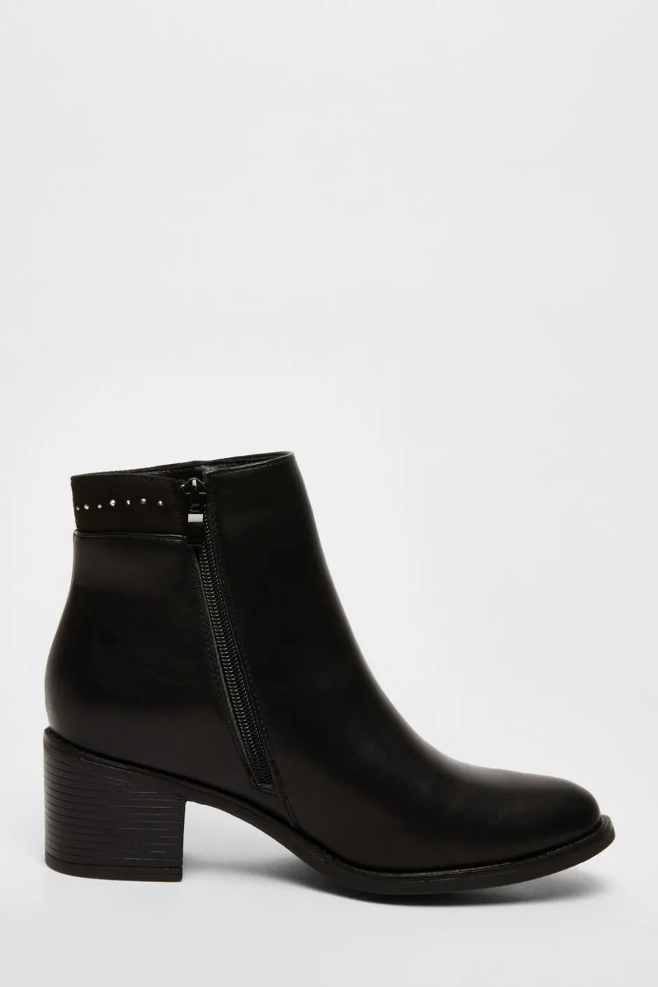 Quiz Black Faux Leather Embellished Ankle Boot Discount