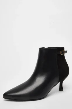 Quiz Black Faux Leather Heeled Ankle Boot Clearance