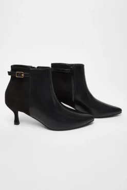 Quiz Black Faux Leather Heeled Ankle Boot Clearance