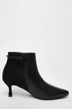 Quiz Black Faux Leather Heeled Ankle Boot Clearance