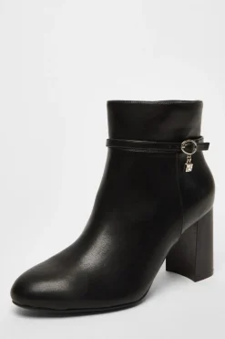 Quiz Black Faux Leather Heeled Ankle Boot Best