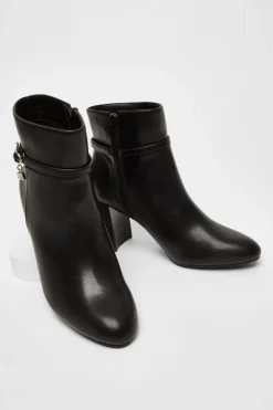 Quiz Black Faux Leather Heeled Ankle Boot Best