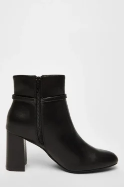 Quiz Black Faux Leather Heeled Ankle Boot Best