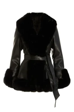 Quiz Black Faux Leather Jacket Outlet