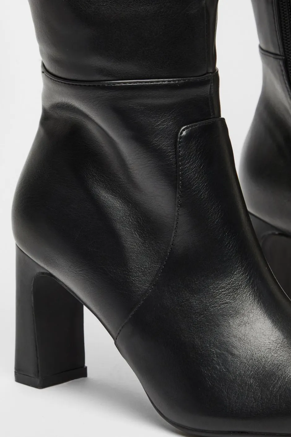 Quiz Black Faux Leather Knee High Boots Clearance