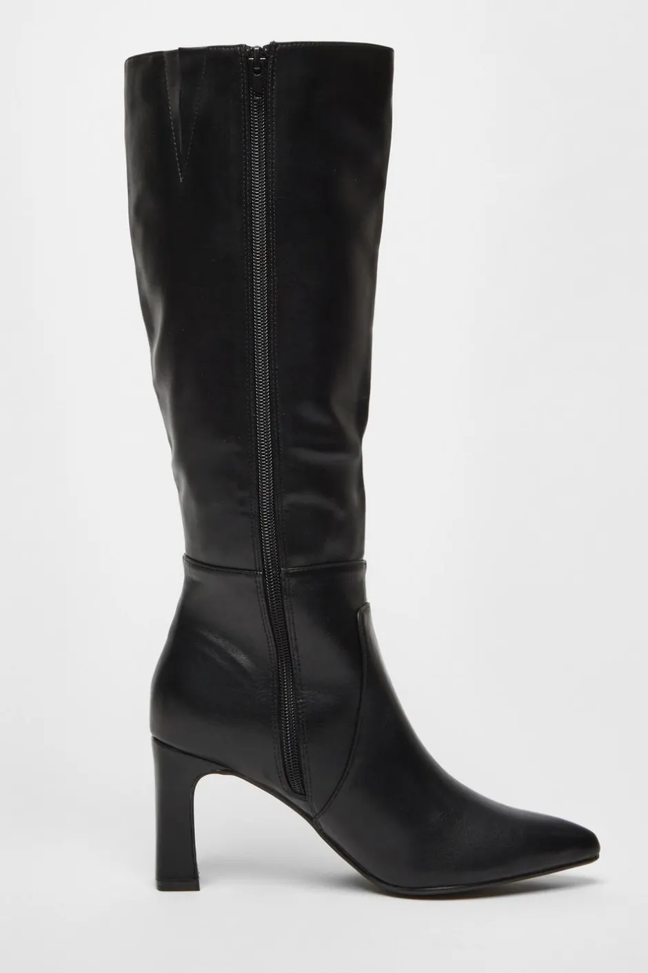Quiz Black Faux Leather Knee High Boots Clearance