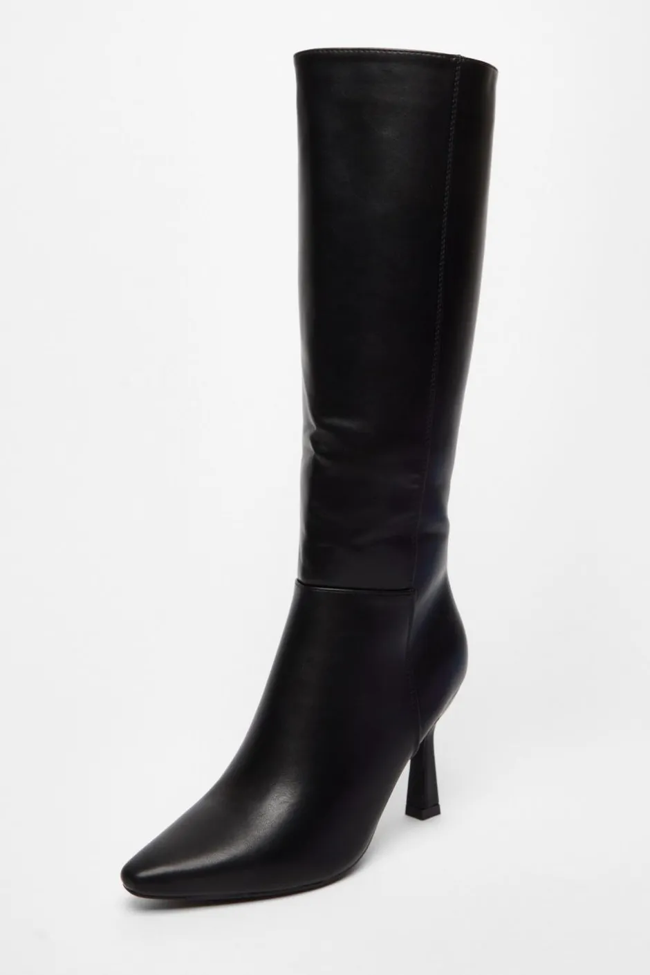 Quiz Faux Leather Knee High Boots Black
