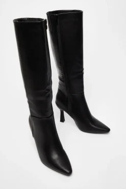 Quiz Faux Leather Knee High Boots Black
