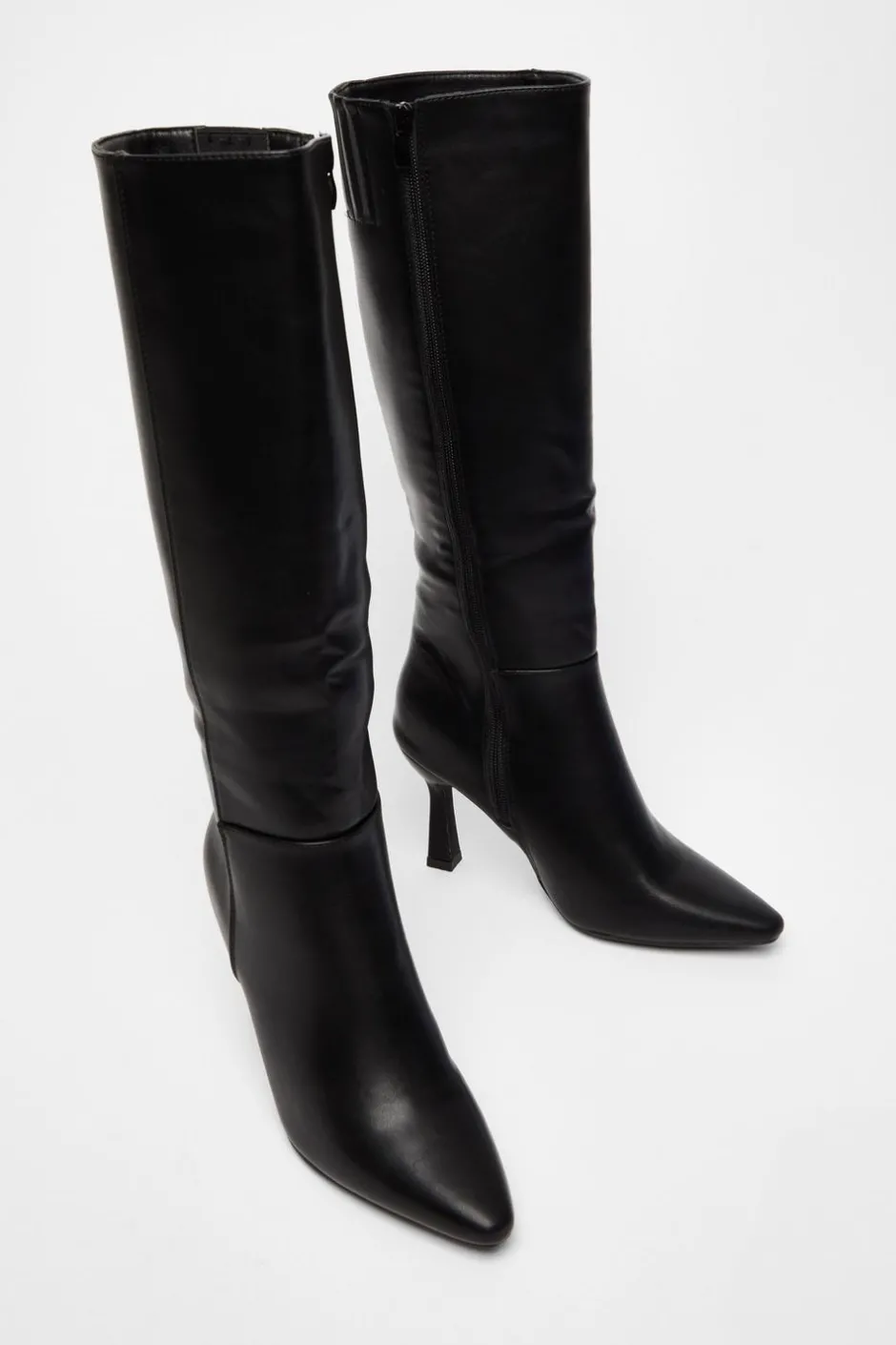 Quiz Faux Leather Knee High Boots Black