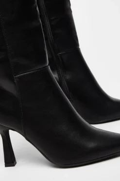Quiz Faux Leather Knee High Boots Black