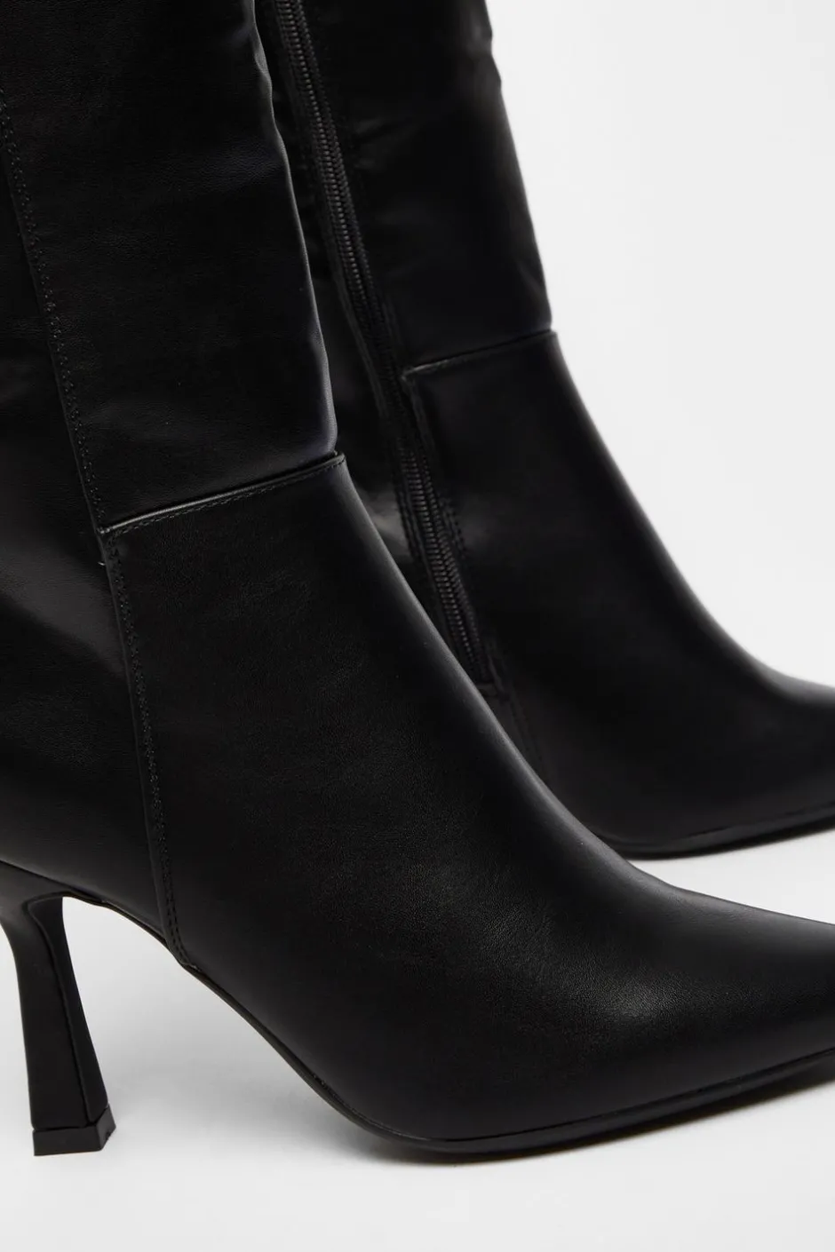 Quiz Faux Leather Knee High Boots Black