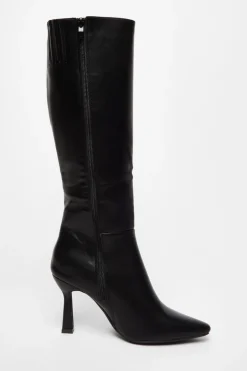 Quiz Faux Leather Knee High Boots Black