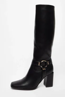 Quiz Faux Leather Knee High Boots Black Hot