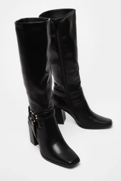 Quiz Faux Leather Knee High Boots Black Hot