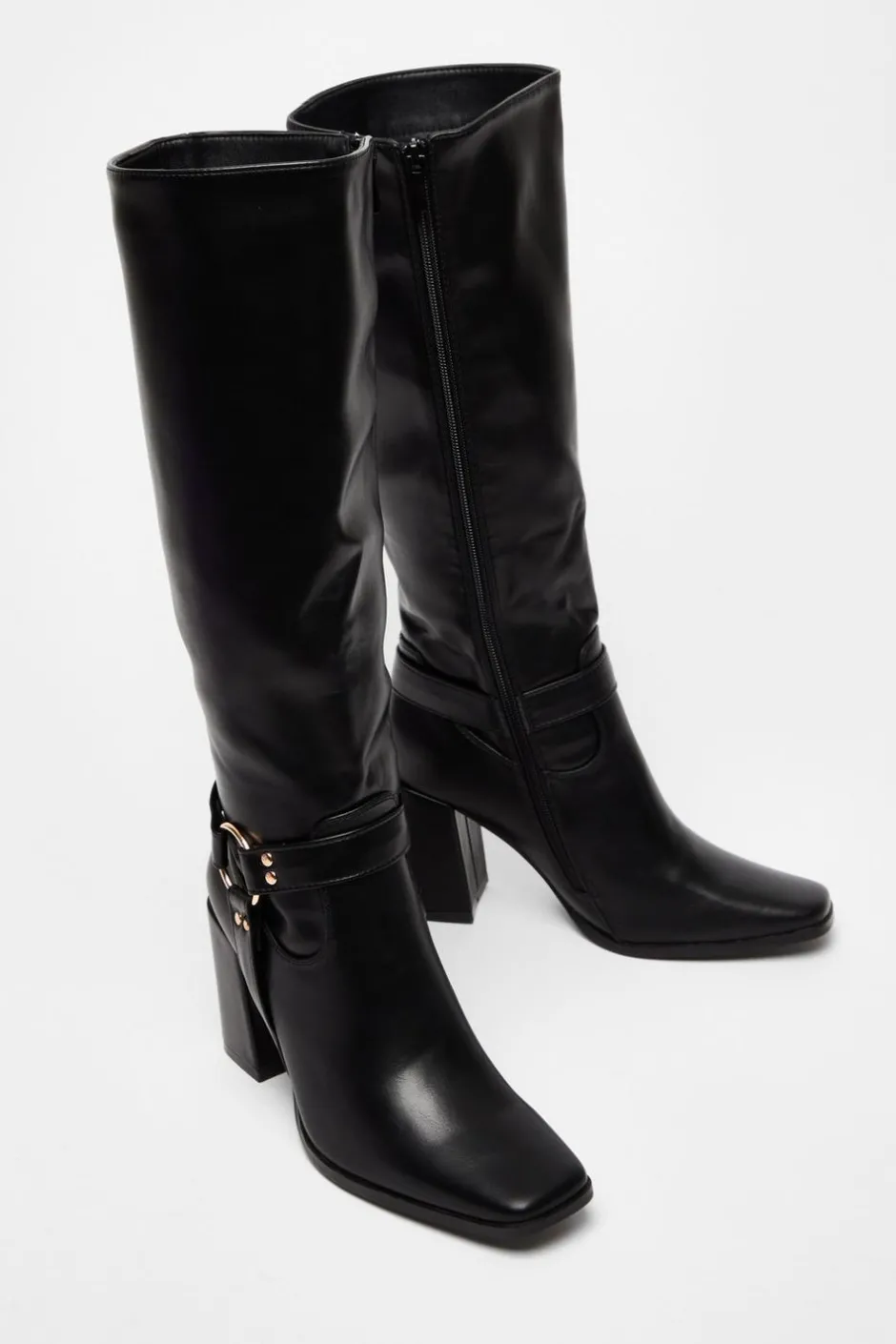 Quiz Faux Leather Knee High Boots Black Hot