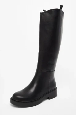 Quiz Black Faux Leather Knee High Boots Clearance