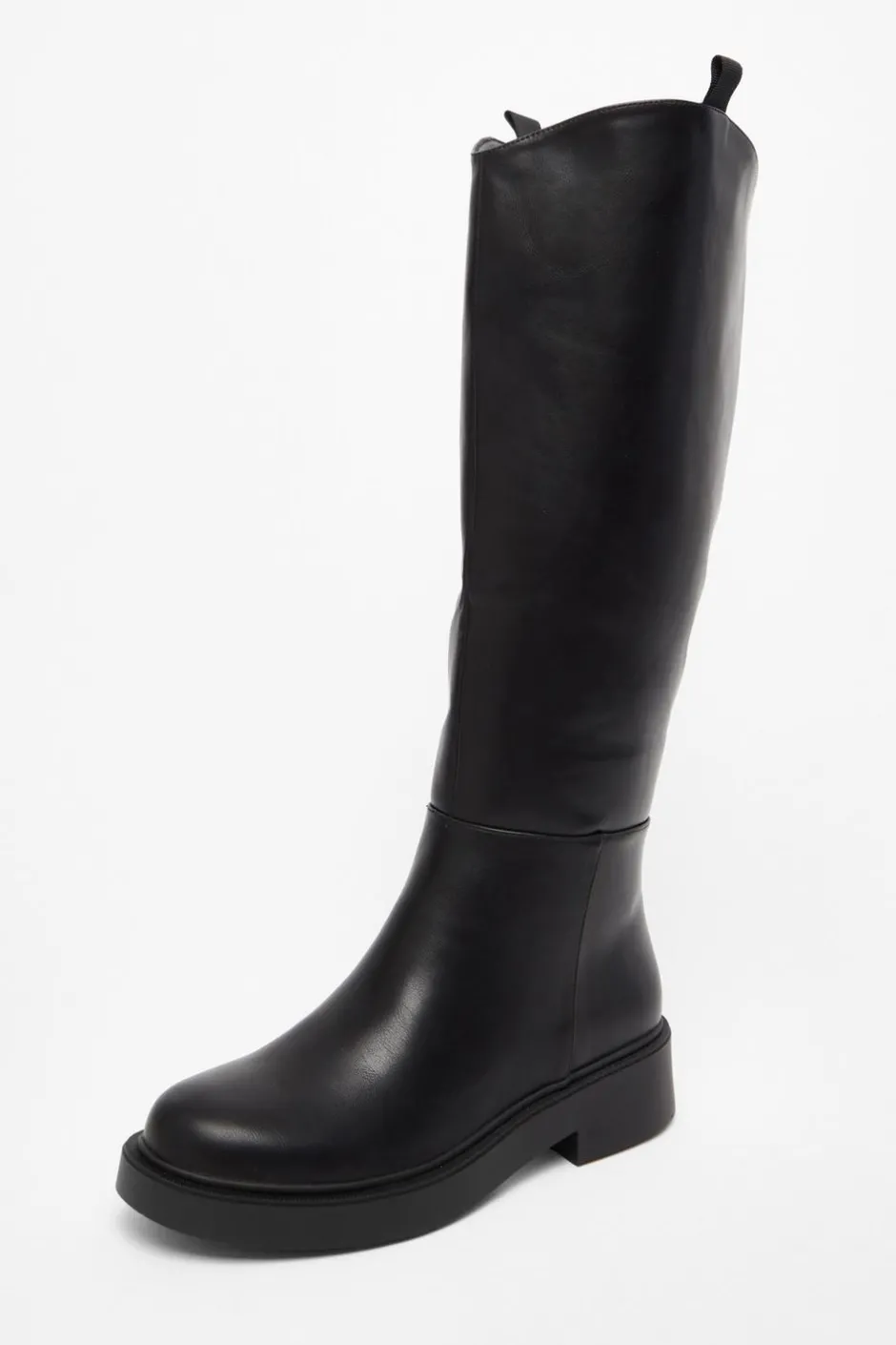 Quiz Black Faux Leather Knee High Boots Clearance