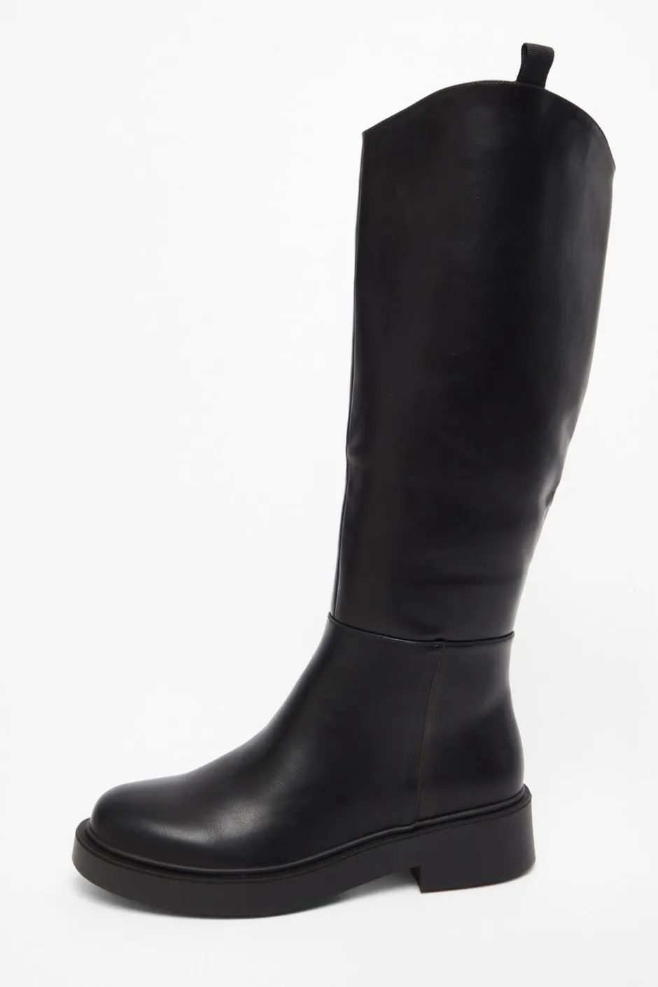 Quiz Black Faux Leather Knee High Boots Clearance