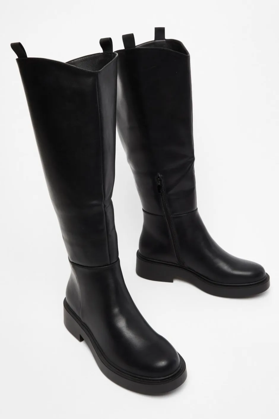 Quiz Black Faux Leather Knee High Boots Clearance