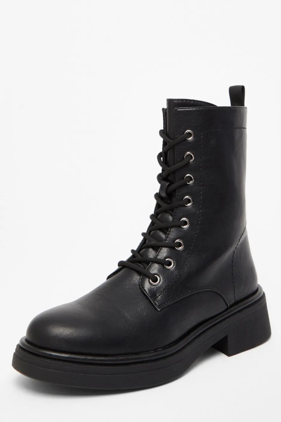 Quiz Black Faux Leather Lace Up Ankle Boots Discount