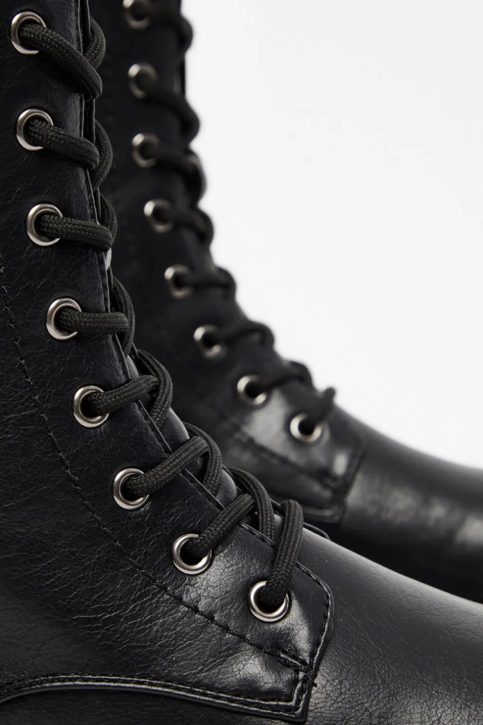 Quiz Black Faux Leather Lace Up Ankle Boots Discount
