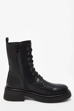 Quiz Black Faux Leather Lace Up Ankle Boots Discount