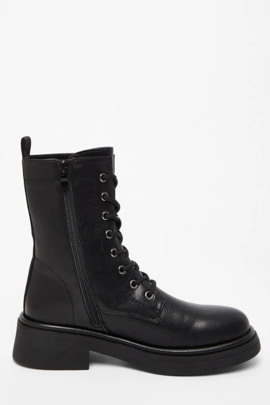 Quiz Black Faux Leather Lace Up Ankle Boots Discount