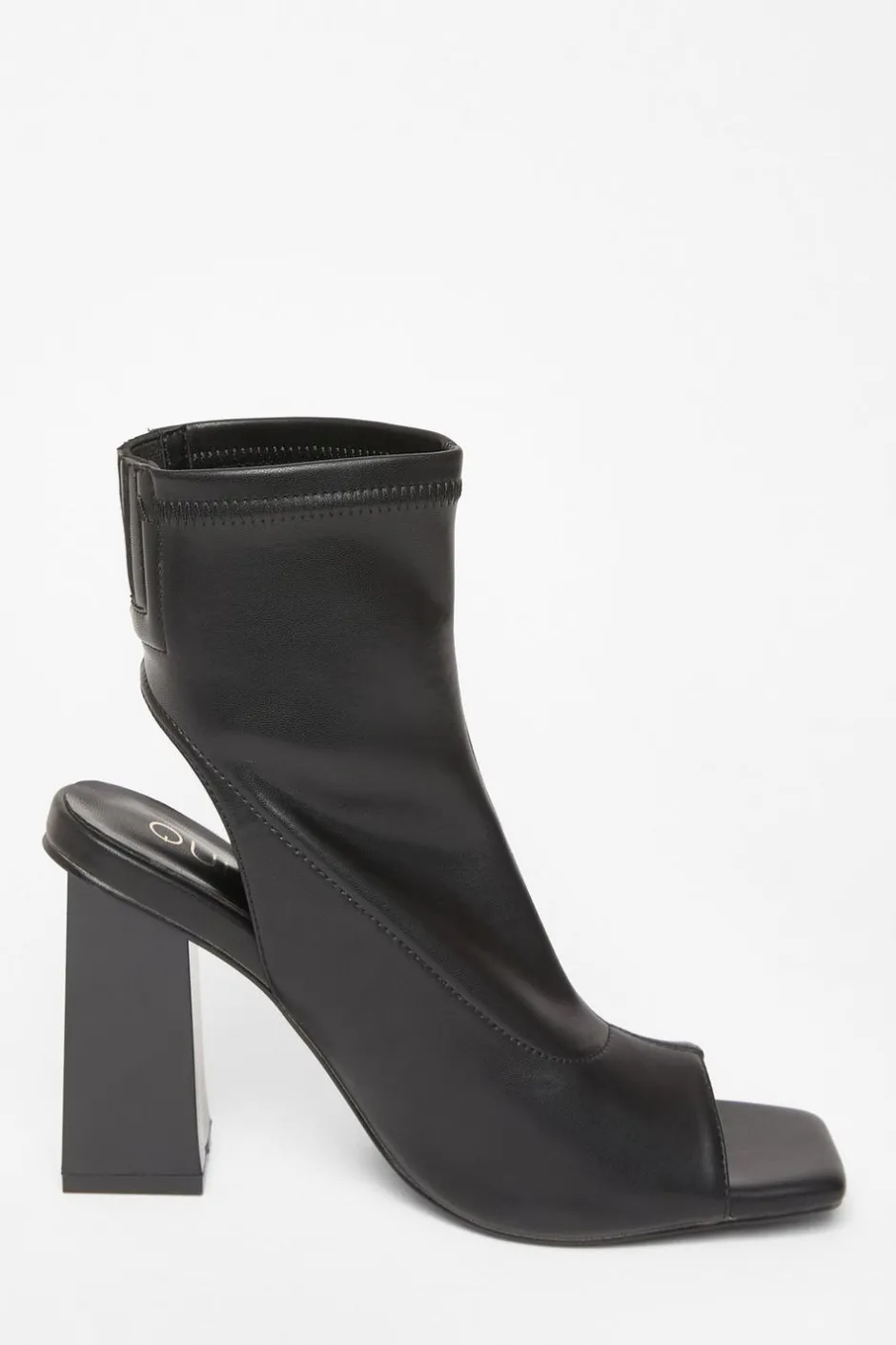 Quiz Black Faux Leather Peep Toe Boots Outlet