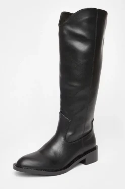 Quiz Black Faux Leather Riding Boots